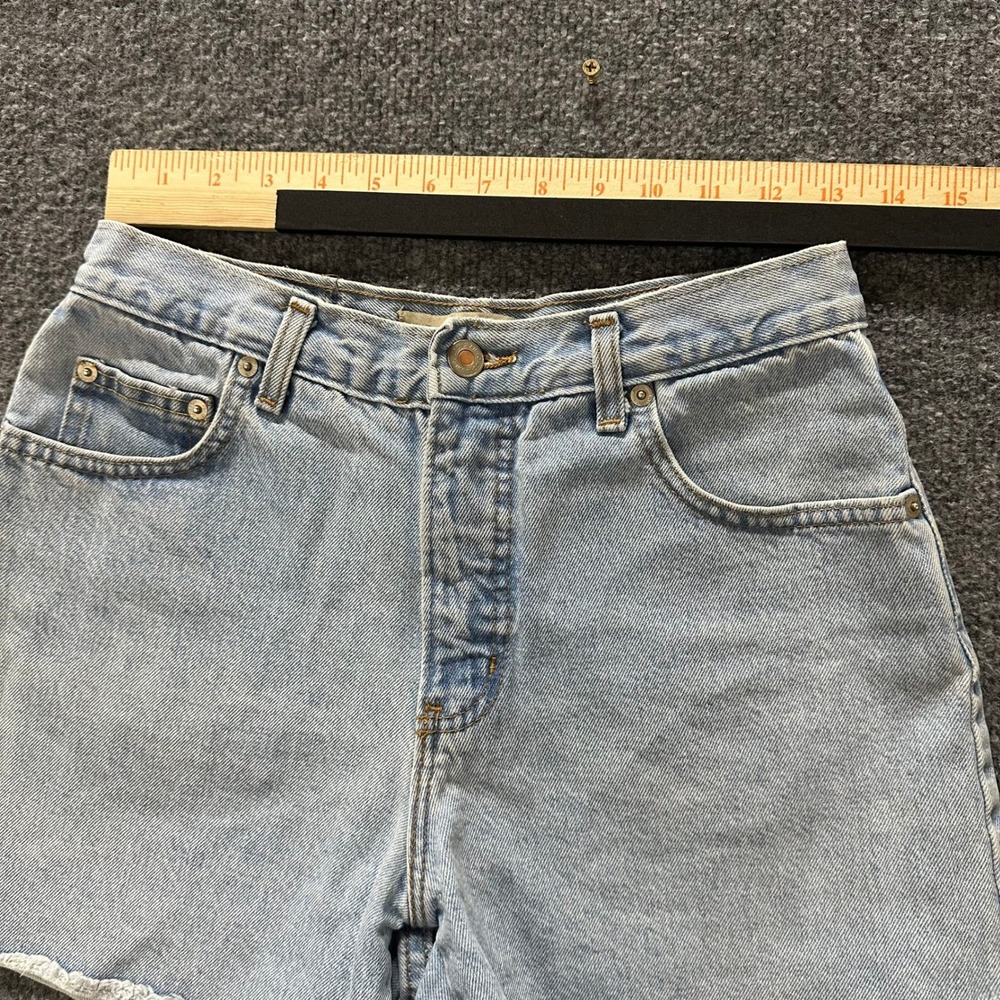 London Jean Shorts Womens Size 6 Blue High Waisted Raw Hem Denim USA Made - Picture 2 of 9